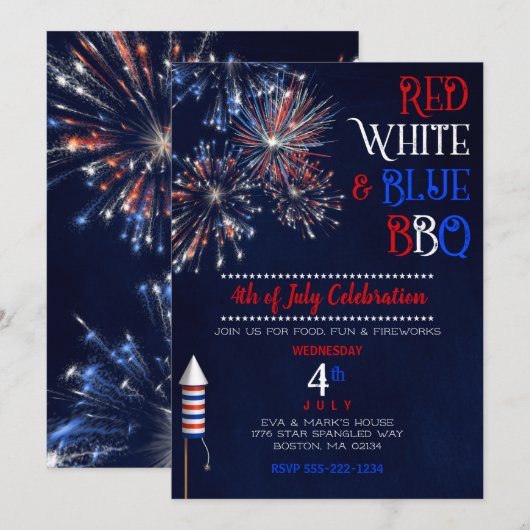 Rood Wit Blauw BBQ 4 juli Kaart (Voorkant / Achterkant)
