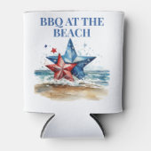 Rood Wit Blauw BBQ op het strand Blikjeskoeler (Voorkant)