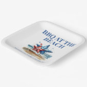 Rood Wit Blauw BBQ op het strand Papieren Bordje (Gebogen)