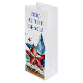 Rood Wit Blauw BBQ op het strand Wijn Cadeautas (Achterkant Gekanteld)