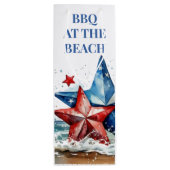 Rood Wit Blauw BBQ op het strand Wijn Cadeautas (Achterkant)