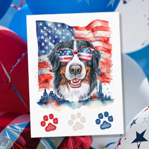 Rood Wit Blauw Berner Sennenhond 4 juli Feestdagenkaart