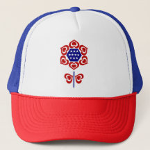 Rood Wit Blauw Bloem Patriottisch Ontwerp Trucker 