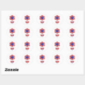 Rood Wit Blauw Bloem Ronde Sticker (Vel)
