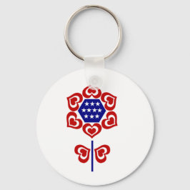 Rood Wit Blauw Bloem Sleutelhanger