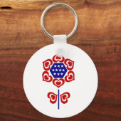 Rood Wit Blauw Bloem Sleutelhanger (Voorkant)
