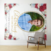 Rood Wit Blauw Bloemen Afbeelding Begrafenismonume Wandkleed (In Situ (horizontaal))