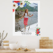 Rood Wit Blauw Bloemen Begrafenisbord Poster (Keuken)