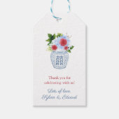 Rood wit blauw bloemen Ginger Jar Baby shower Cadeaulabel (Voorkant)