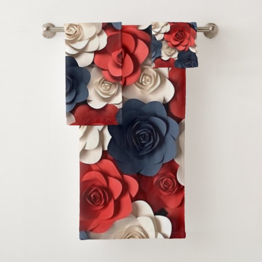 Rood Wit Blauw Bloemen Patroon Bloemen Tuin Bad Bad Handdoek (Insitu)