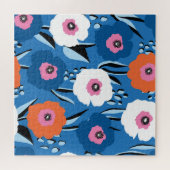 Rood Wit Blauw: Bloemen Scandinavisch. Legpuzzel (Horizontaal)