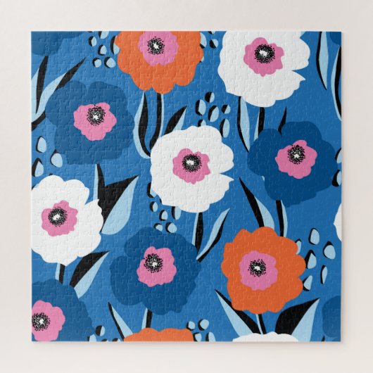 Rood Wit Blauw: Bloemen Scandinavisch. Legpuzzel (Verticaal)