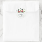 Rood Wit Blauw Bloemen Waterverf Dank u Bruiloft Ronde Sticker (Tas)
