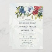 Rood Wit Blauw Bloemengroen Christelijk Bruiloft Kaart (Voorkant / Achterkant)