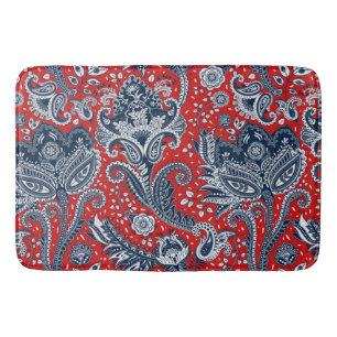 Rood Wit & Blauw Bloemig Paisley Boheem Boho Badmat
