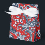 Rood Wit & Blauw Bloemig Paisley Boheemse Boho Bedankdoosjes<br><div class="desc">aangepaste cadeau dozen</div>