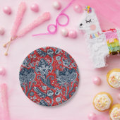 Rood Wit & Blauw Bloemig Paisley Boheemse Boho Papieren Bordje (Feest)