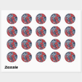 Rood Wit & Blauw Bloemig Paisley Boheemse Boho Ronde Sticker (Vel)