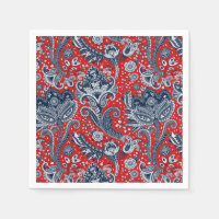 Rood Wit & Blauw Bloemig Paisley Boheemse Boho