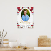 Rood Wit Blauw Bloemstuk Begrafenis Herdenking Poster (Keuken)
