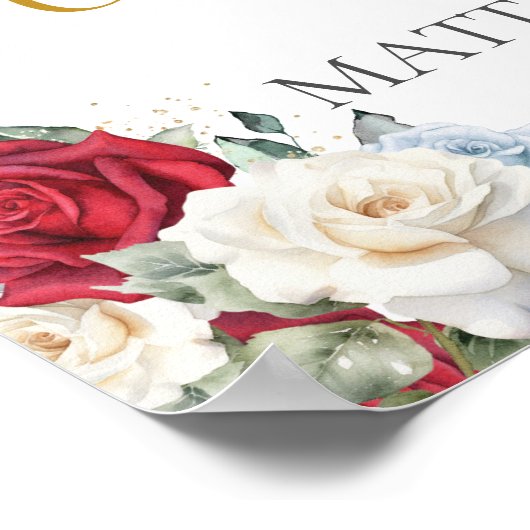 Rood Wit Blauw Bloemstuk Funeral Memorial Poster (Hoek)