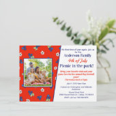 Rood Wit Blauw Bosbes Vierde van Juli Picknick Ple Kaart (Staand voorkant)