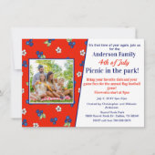 Rood Wit Blauw Bosbes Vierde van Juli Picknick Ple Kaart (Voorkant)