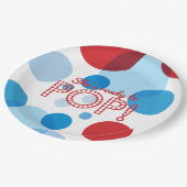 Rood Wit Blauw Bubbles Klaar voor Pop Baby shower Papieren Bordje (Gekanteld)
