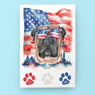 Rood Wit Blauw Bullmastiff Hond Woef 4 juli Feestdagenkaart
