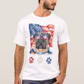 Rood Wit Blauw Bullmastiff Hond Woof 4 juli T-shirt (Voorkant)