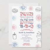 Rood Wit Blauw Bun in het Oven BabyQ Baby shower Kaart (Voorkant)