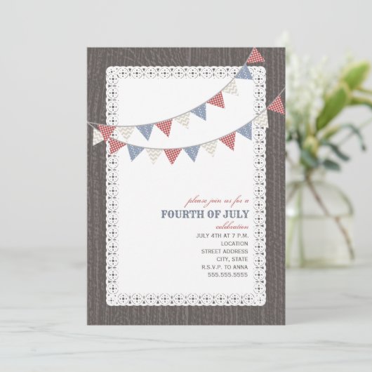  Rood Wit & Blauw Bunting Juli 4de Feest Kaart (Staand voorkant)