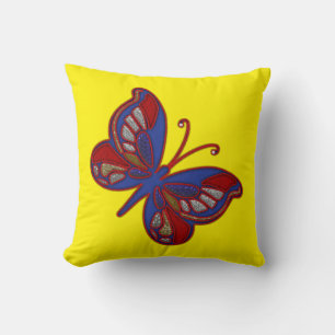 Rood wit blauw Butterfly-gele Sierkussen van het g
