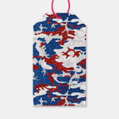 Rood, Wit & Blauw Camo 4 Juli Glitter Cadeaulabel (Voorkant)