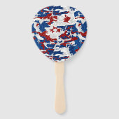 Rood, Wit & Blauw Camo 4 Juli Glitter Handwaaier (Voorkant)