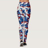 Rood, Wit & Blauw Camo 4 Juli Glitter Leggings (Achterkant)