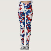 Rood, Wit & Blauw Camo 4 Juli Glitter Leggings (Voorkant)