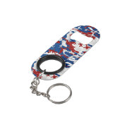 Rood, Wit & Blauw Camo 4 Juli Glitter Mini Flessenopener (Achterkant Gekanteld)