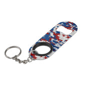 Rood, Wit & Blauw Camo 4 Juli Glitter Mini Flessenopener (Voorkant Gekanteld)