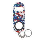Rood, Wit & Blauw Camo 4 Juli Glitter Mini Flessenopener (Achterkant)