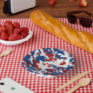 Rood, Wit & Blauw Camo 4 Juli Glitter Papieren Kommen