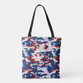 Rood, Wit & Blauw Camo 4 Juli Glitter Tote Bag (Achterkant)