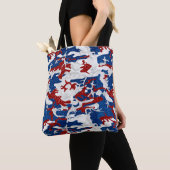 Rood, Wit & Blauw Camo 4 Juli Glitter Tote Bag (Dichtbij)