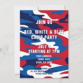 Rood Wit Blauw Camo 4 juli Uitnodiging voor het fe (Voorkant)
