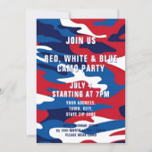 Rood Wit Blauw Camo 4 juli Uitnodiging voor het fe (Voorkant)
