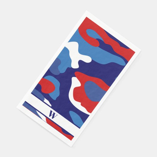 Rood Wit Blauw Camo Monogram 4 juli Patriottisch Servet (Hoek)