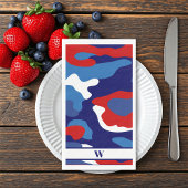 Rood Wit Blauw Camo Monogram 4 juli Patriottisch Servet