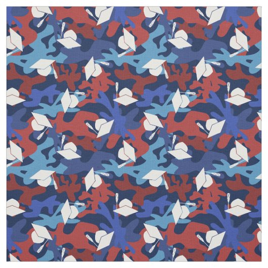 Rood Wit Blauw Camo Pattern Afstuderen Stof (Swatch)