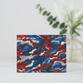 rood wit blauw camouflage briefkaart (Staand voorkant)