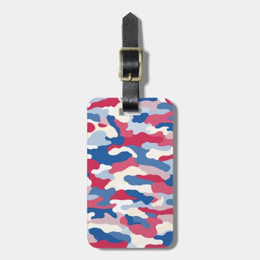 Rood Wit Blauw Camouflage Custom Bagagelabel (Voorkant verticaal)